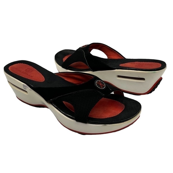 Cole Haan Black Nike Air Hampden Slide Wedge Sandals Size 9 Women's - Picture 1 of 9